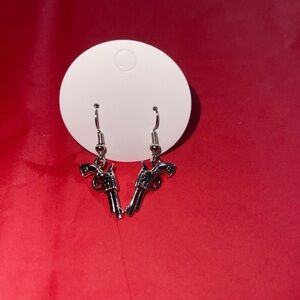 Silver Gun Charm Earrings